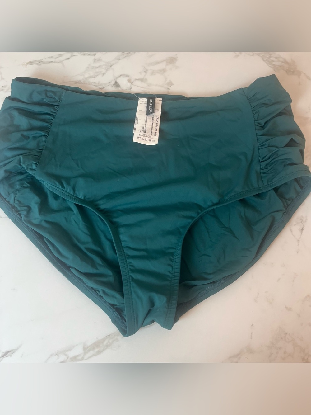 Jantzen Tummy Control Full Coverage Side Shirred Comfort Core Teal Size 12